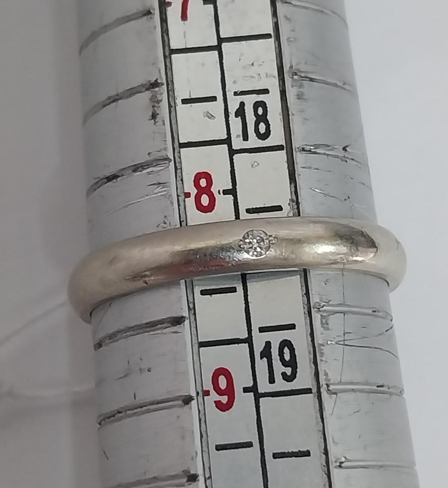 Обручальное кольцо из белого золота с бриллиантом (-ми) (33616257)  3