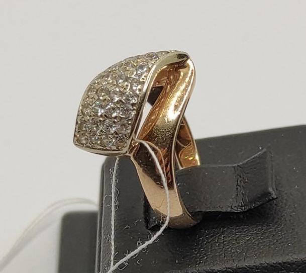 Перстень из красного и белого золота с цирконием (32636584) 3