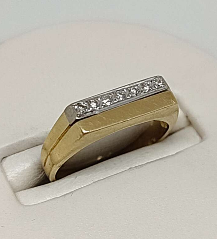 Перстень из желтого и белого золота с бриллиантом (-ми) (31642513) 0