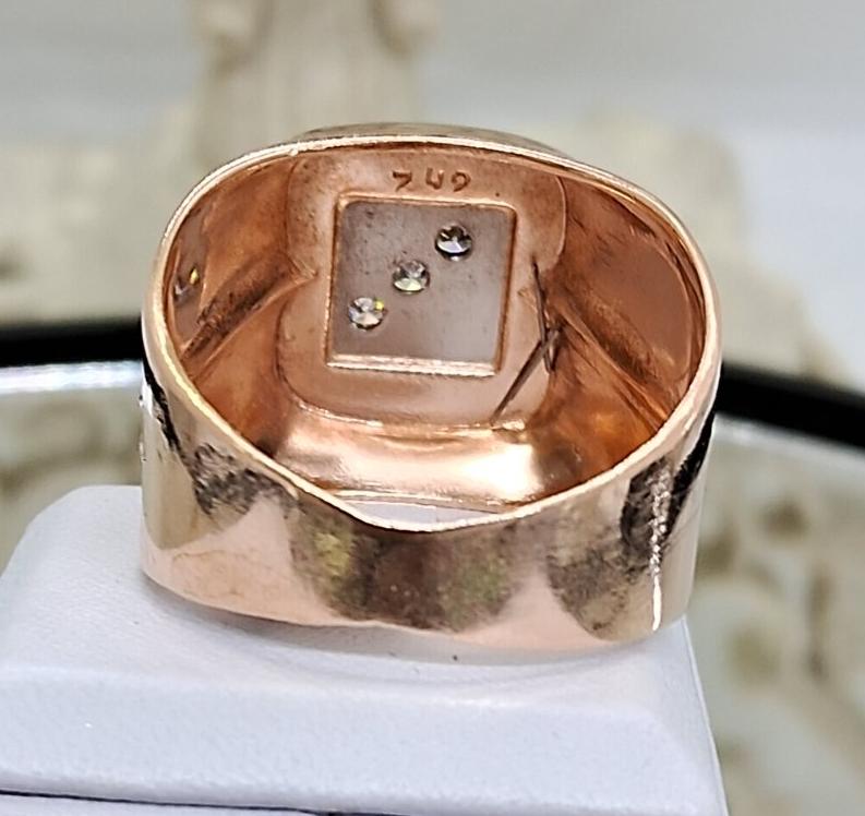 Перстень из красного и белого золота с бриллиантом (-ми) (32658561) 5