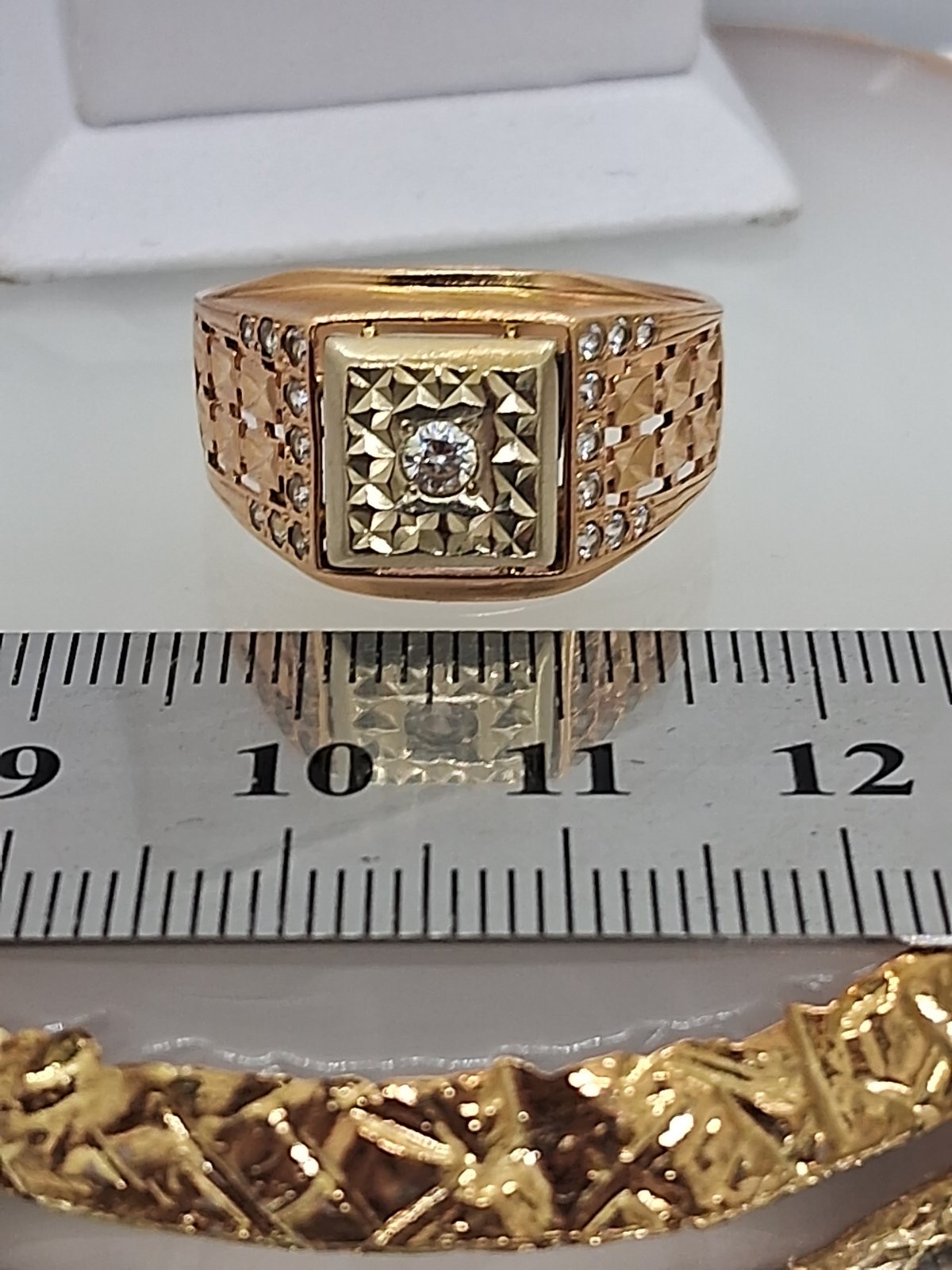 Перстень из красного и белого золота с цирконием (33779699) 6