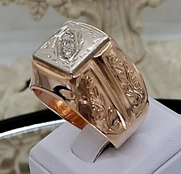 Перстень из красного и белого золота с бриллиантом (-ми) (32658561) 2