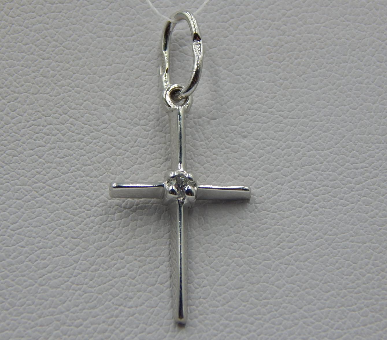 Серебряный подвес-крест с цирконием (33752331) 0