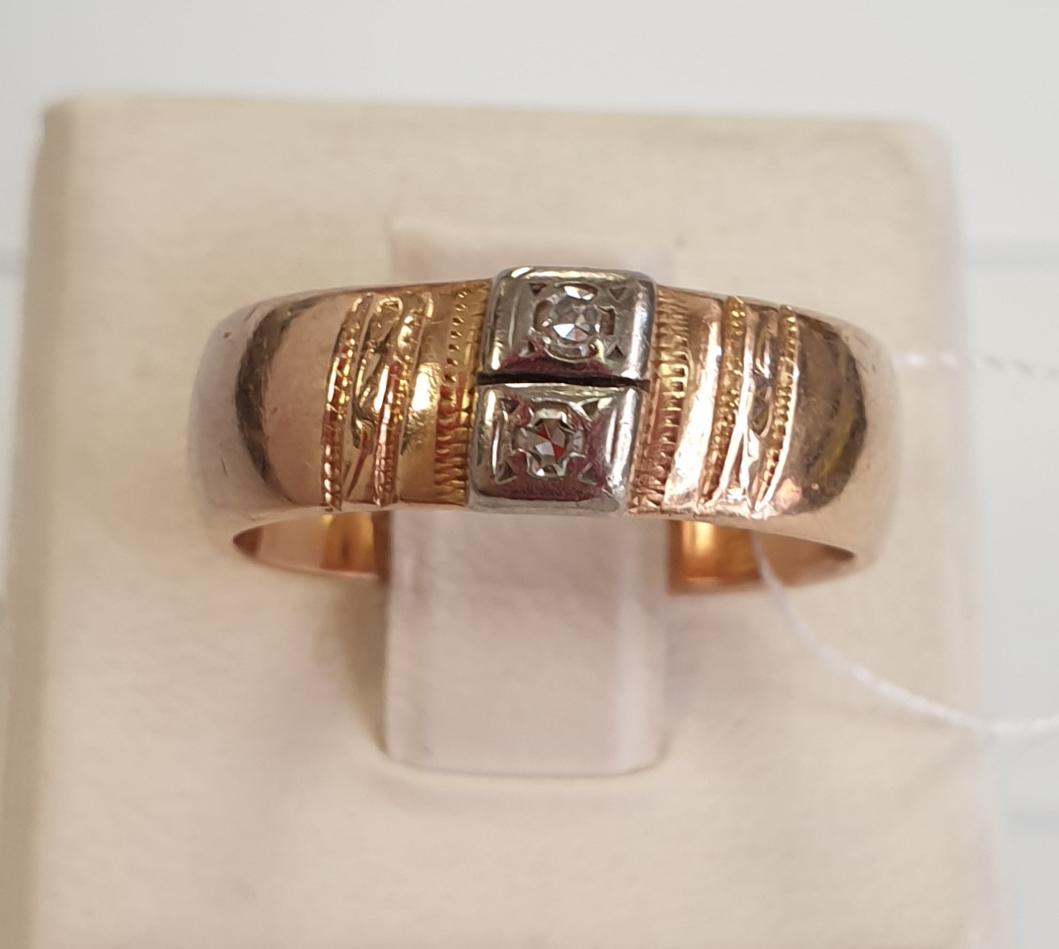 Обручальное кольцо из красного и белого золота с бриллиантом (-ми) (33763297) 0