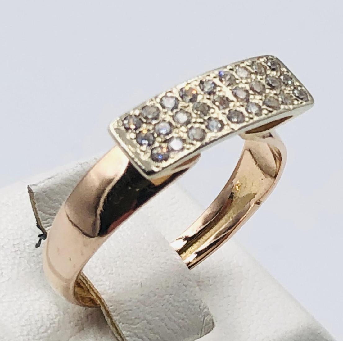 Кольцо из красного и белого золота с цирконием (33793068)  0