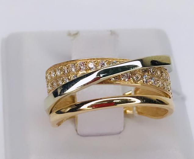 Кольцо из красного и белого золота с цирконием (33782185) 4