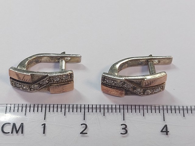 Серебряные серьги с позолотой и цирконием (33722359) 1
