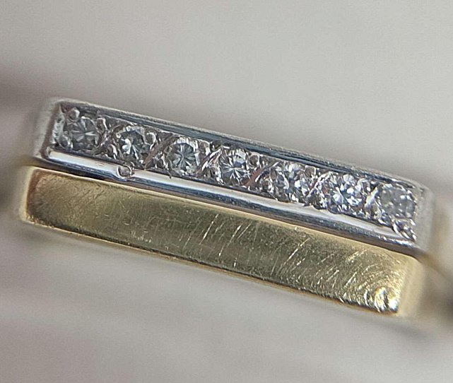 Перстень из желтого и белого золота с бриллиантом (-ми) (31642513) 3