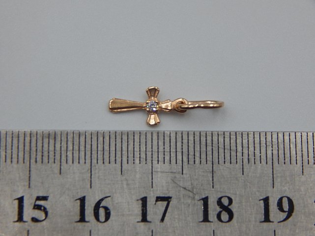 Подвес-крест из красного золота с цирконием (31794373)  3