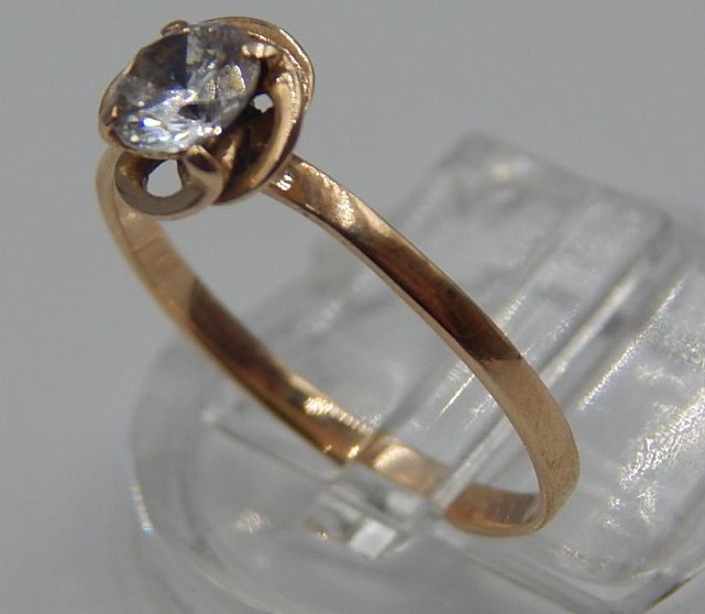 Кольцо из красного золота с цирконием (33725885) 1