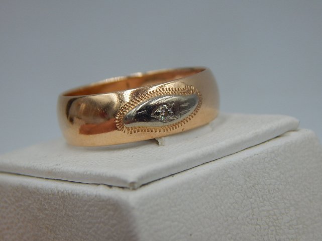 Обручальное кольцо из красного и белого золота с бриллиантом (-ми) (33776951)  3