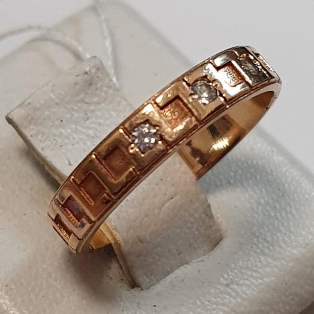 Обручальное кольцо из красного золота с цирконием (33795246) 1