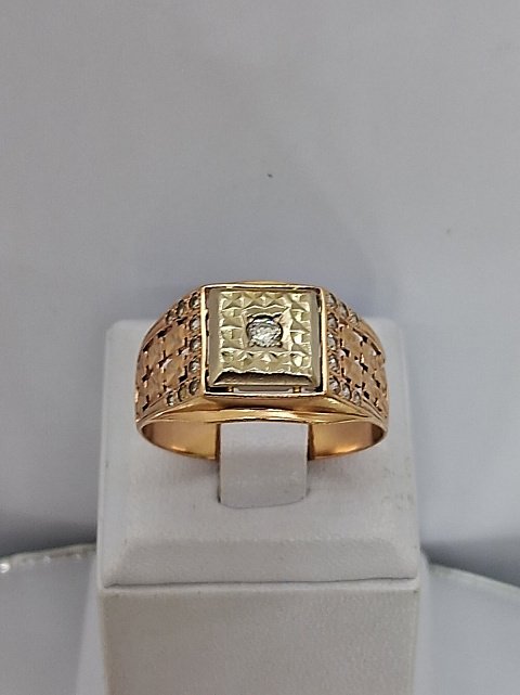 Перстень из красного и белого золота с цирконием (33779699) 1