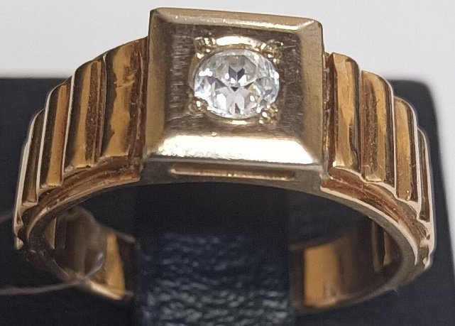 Перстень из красного и белого золота с цирконием (32601484) 0
