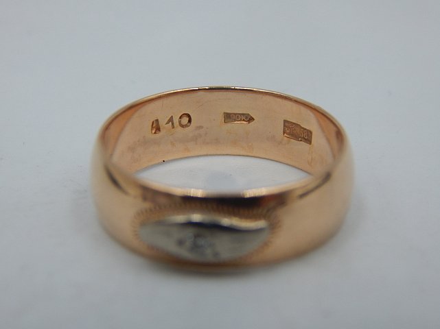 Обручальное кольцо из красного и белого золота с бриллиантом (-ми) (33776951)  4