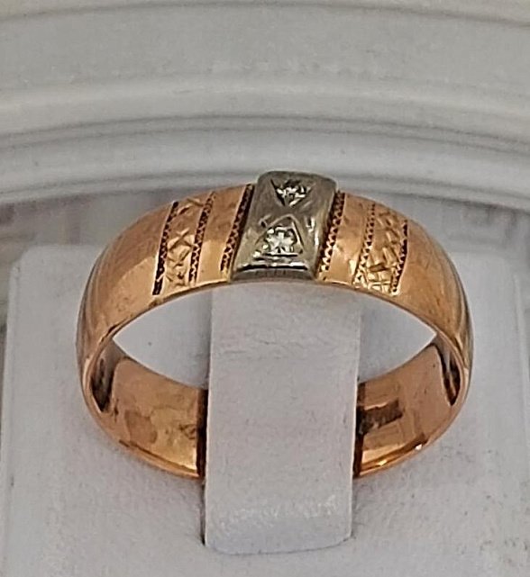 Обручальное кольцо из красного и белого золота с бриллиантом (-ми) (33774610)  1