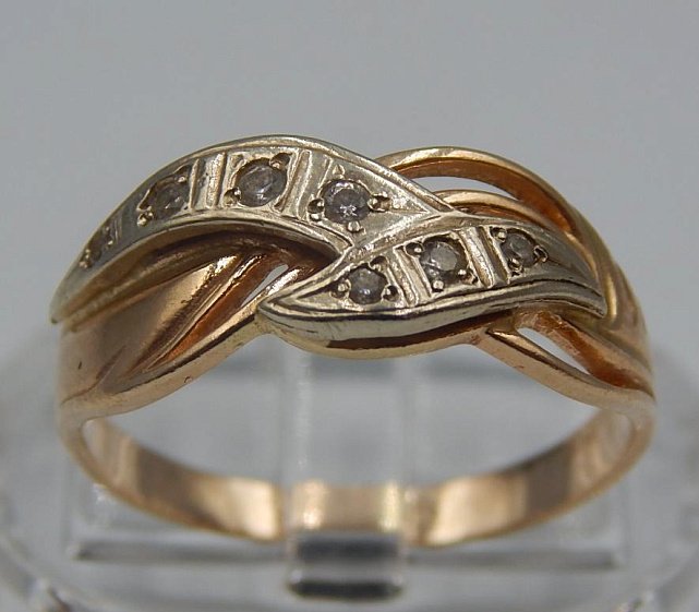Кольцо из красного и белого золота с цирконием (33725797) 0
