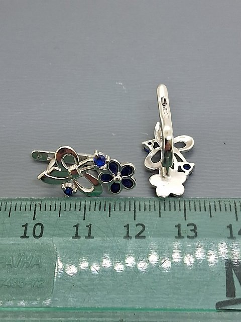 Срібний набір сережки та каблучка з емаллю та цирконієм (33114777) 4