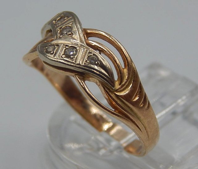 Кольцо из красного и белого золота с цирконием (33725797) 1