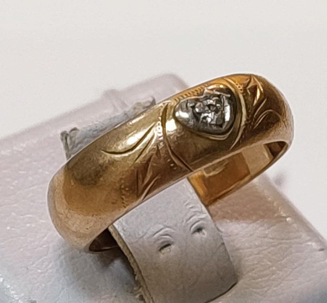 Обручальное кольцо из красного и белого золота с бриллиантом (-ми) (32946254) 1
