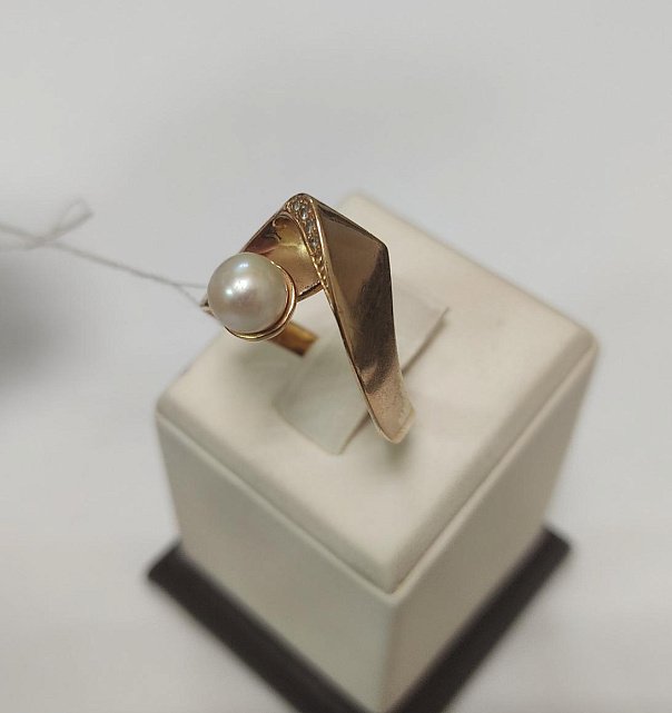 Кольцо из красного золота с жемчугом и бриллиантом (-ми) (32281634)  1