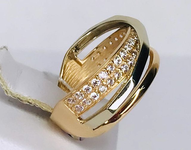 Кольцо из красного и белого золота с цирконием (33782185) 1