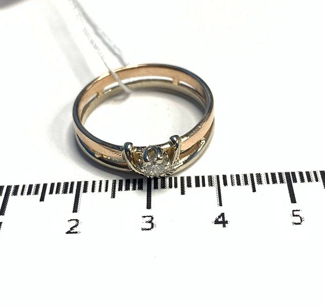 Кольцо из красного и белого золота с бриллиантом (-ми) (33605527) 1