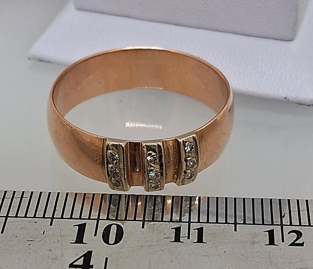 Обручальное кольцо из красного и белого золота с бриллиантом (-ми) (33773586) 5