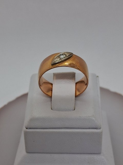 Обручальное кольцо из красного и белого золота с бриллиантом (-ми) (33778056) 2