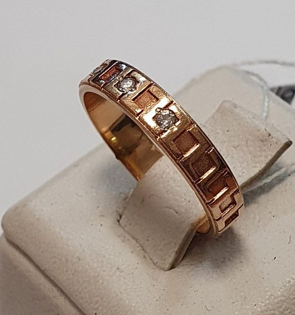 Обручальное кольцо из красного золота с цирконием (33795246) 2