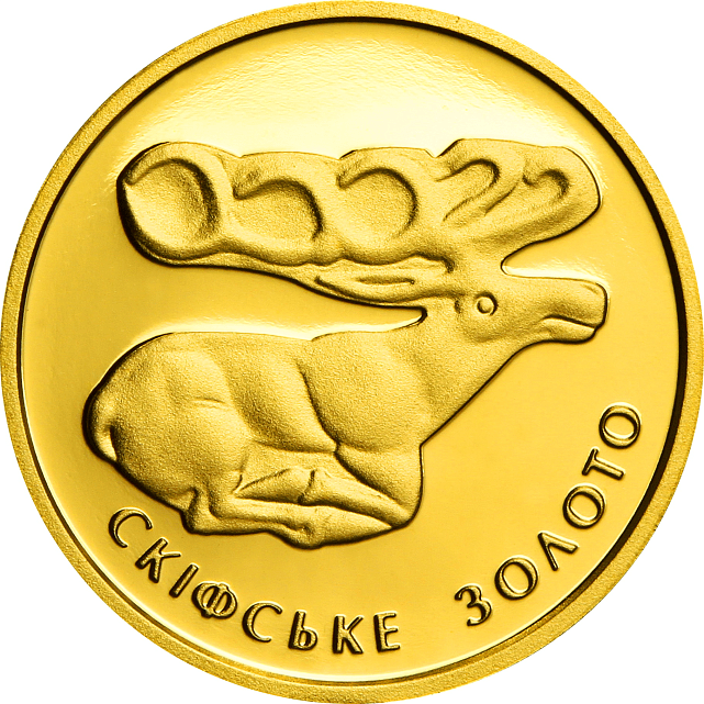 Золотая монета 1/25oz Скифское Золото. Олень 2 гривны 2011 Украина (31971857) 0