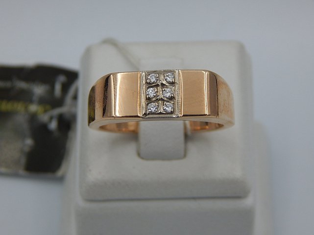 Перстень из красного и белого золота с бриллиантом (-ми) (31200454) 1