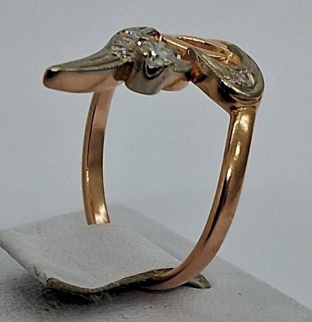 Кольцо из красного и белого золота с бриллиантом (-ми) (33785211)  2