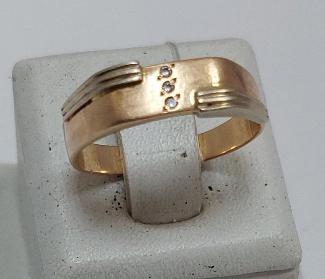 Перстень з червоного та білого золота з цирконієм (32778941) 2