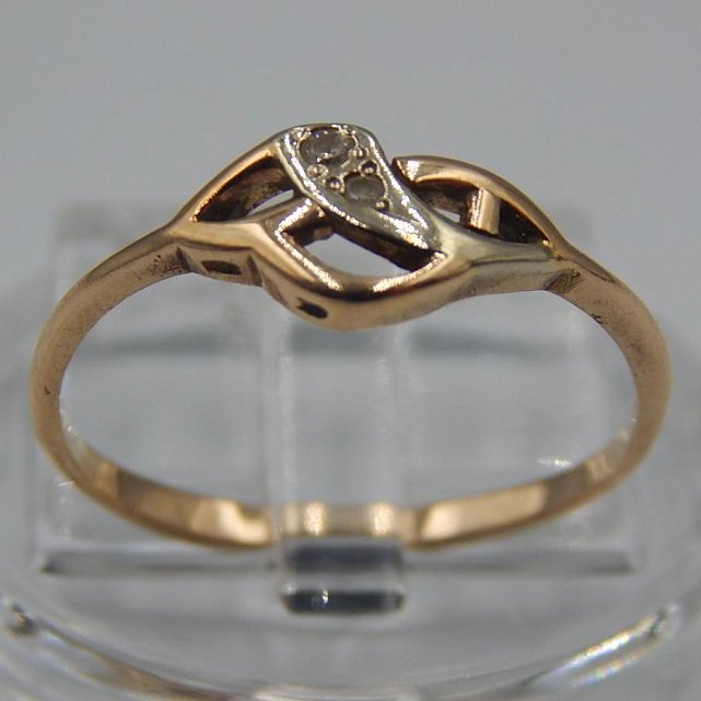 Кольцо из красного и белого золота с цирконием (33498259)  0