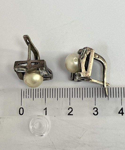 Срібні сережки з цирконієм і перлами (33755324) 2
