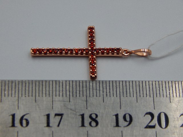 Серебряный подвес-крест с цирконием (30667431) 2