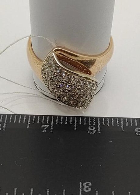 Перстень из красного и белого золота с цирконием (32636584) 2