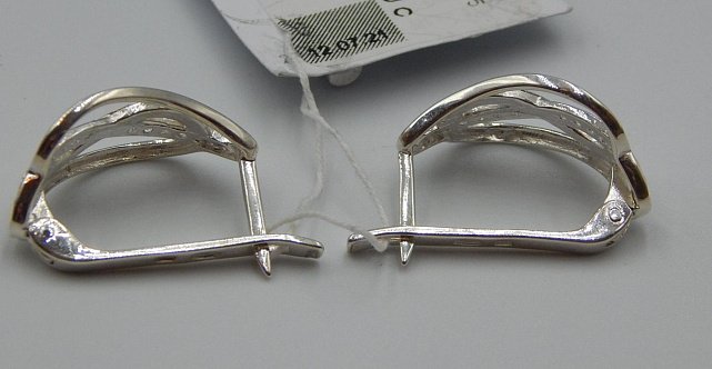 Серебряные серьги с позолотой и цирконием (32044779) 4