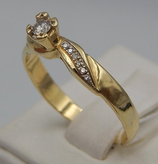 Кольцо из желтого золота с бриллиантом (-ми) (29719918) 2