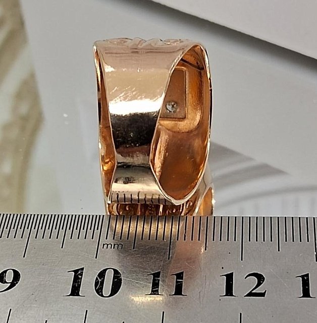 Перстень из красного и белого золота с бриллиантом (-ми) (32658561) 12