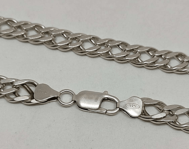 Серебряная цепь с плетением Двойной ромб (33743797) 0