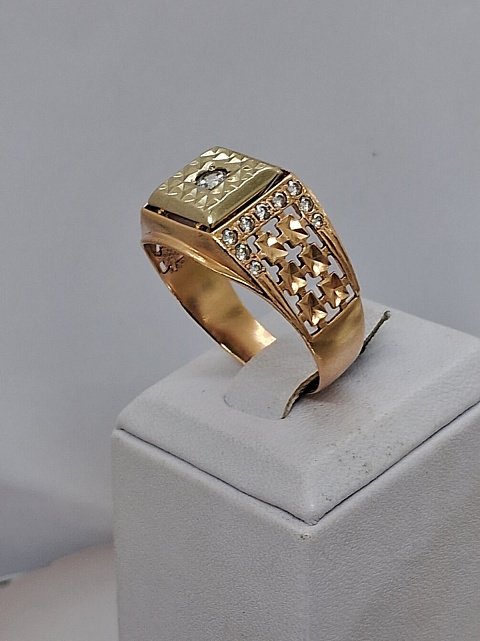 Перстень из красного и белого золота с цирконием (33779699) 0