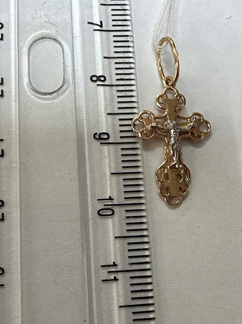 Підвіс-хрест з червоного та білого золота (33485861) 2