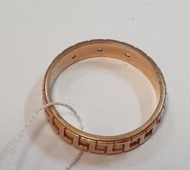Обручальное кольцо из красного золота с цирконием (33795246) 3