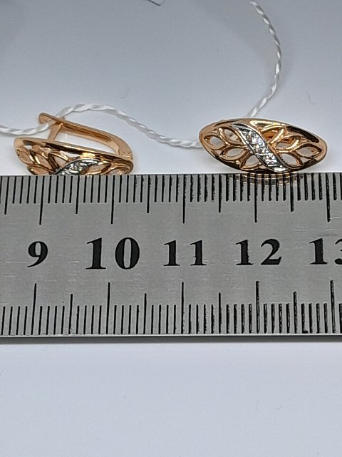 Сережки з червоного та білого золота з цирконієм (32872553)  5