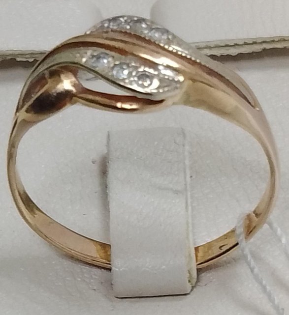 Кольцо из красного и белого золота с цирконием (33797290)  2