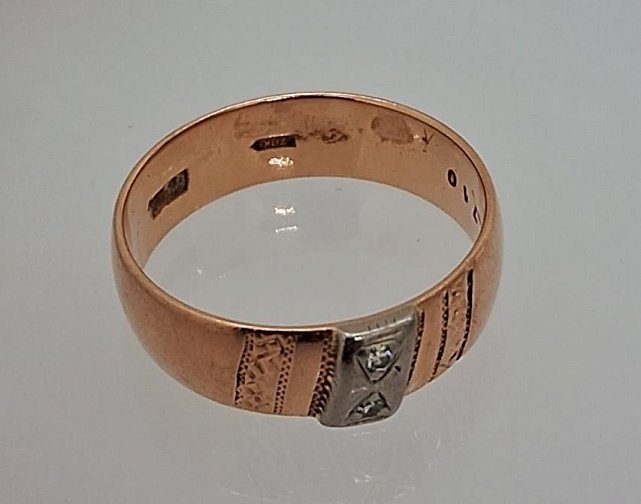 Обручальное кольцо из красного и белого золота с бриллиантом (-ми) (33774610)  3