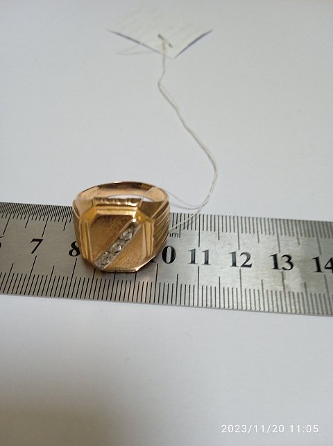 Перстень из красного и белого золота с цирконием (32376216)  2