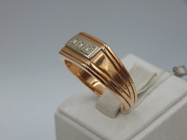 Перстень из красного и белого золота с бриллиантом (-ми) (31200407) 2